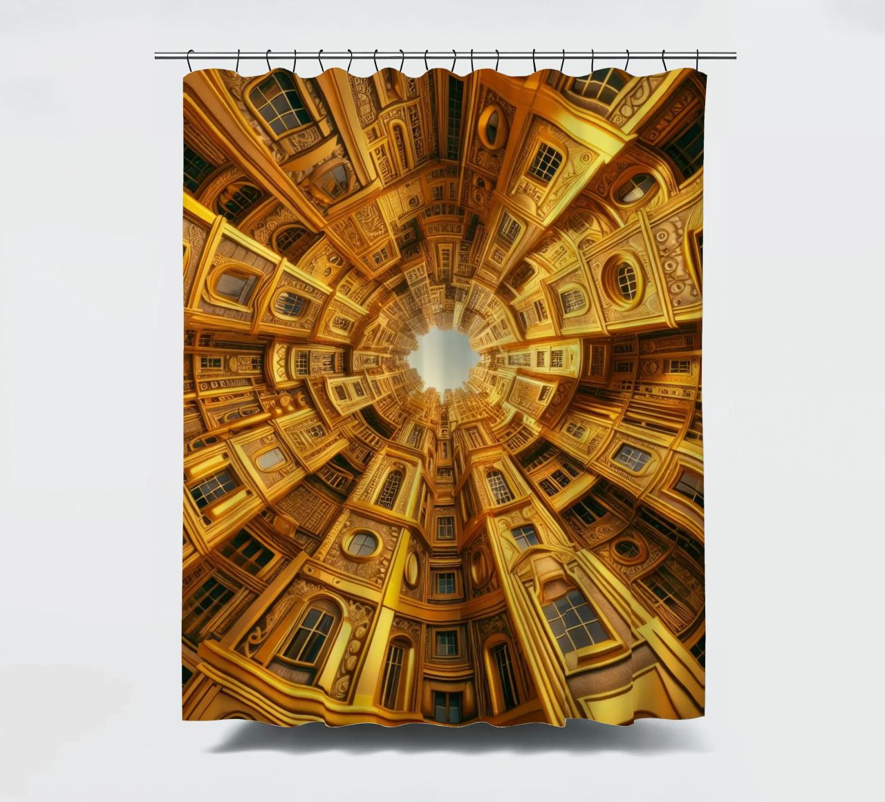Sphere 050 - Golden Circular Architecture shower curtain by Spheres