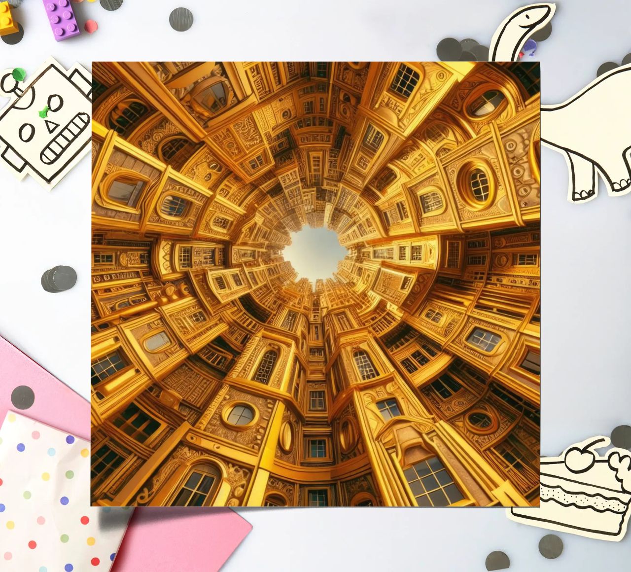 Sphere 050 - Golden Circular Architecture sticker sheet by Spheres
