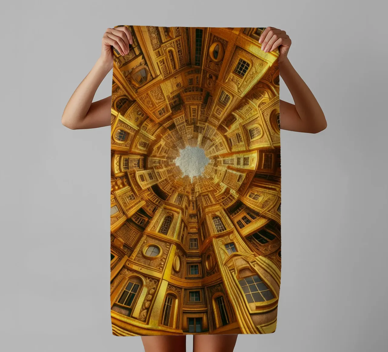 Sphere 050 - Golden Circular Architecture Handtuch von Spheres