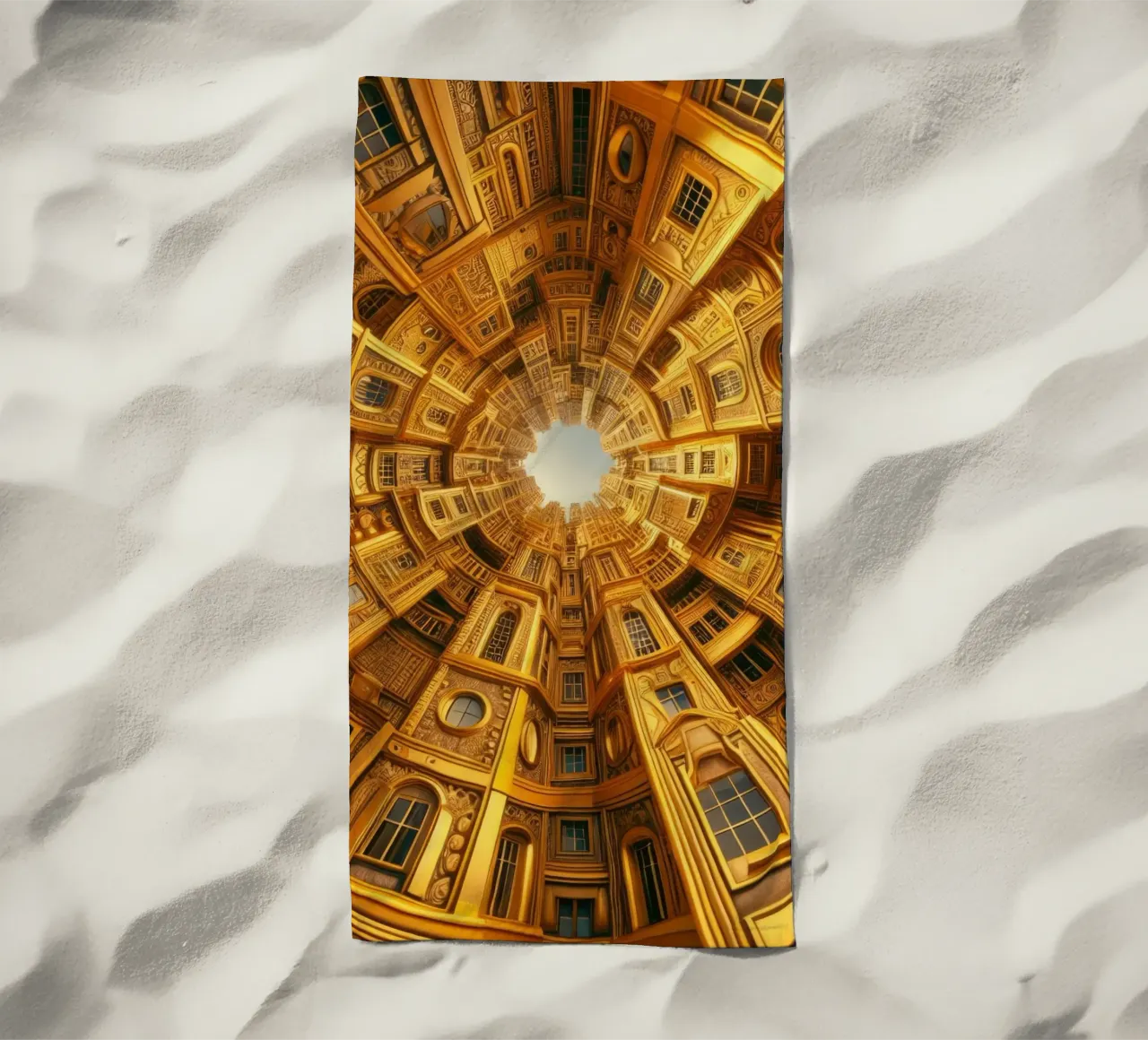 Sphere 050 - Golden Circular Architecture Strandtuch von Spheres