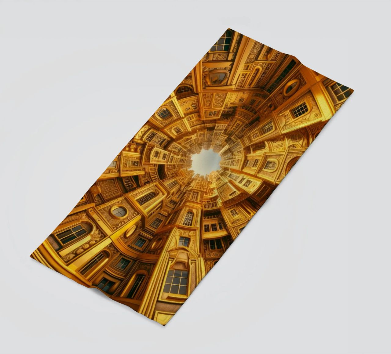 Sphere 050 - Golden Circular Architecture beach towel by Spheres