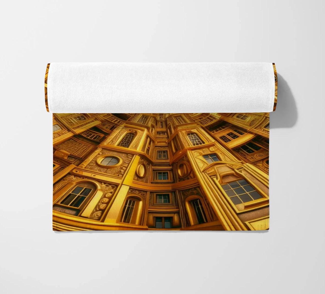 Sphere 050 - Golden Circular Architecture beach towel by Spheres
