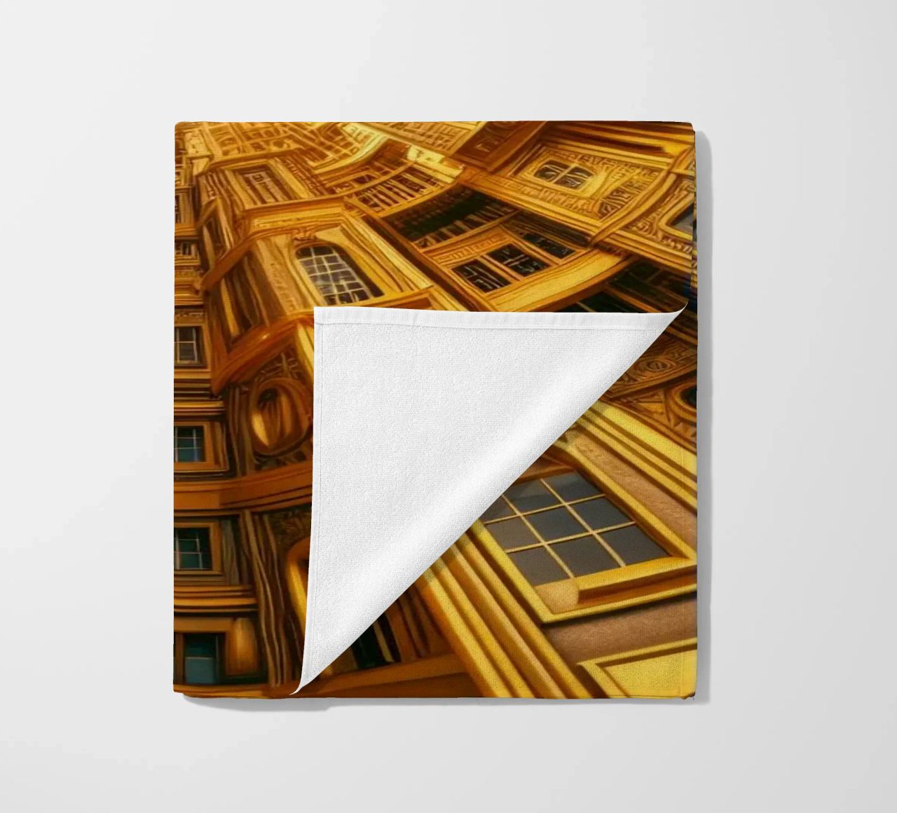 Sphere 050 - Golden Circular Architecture beach towel by Spheres