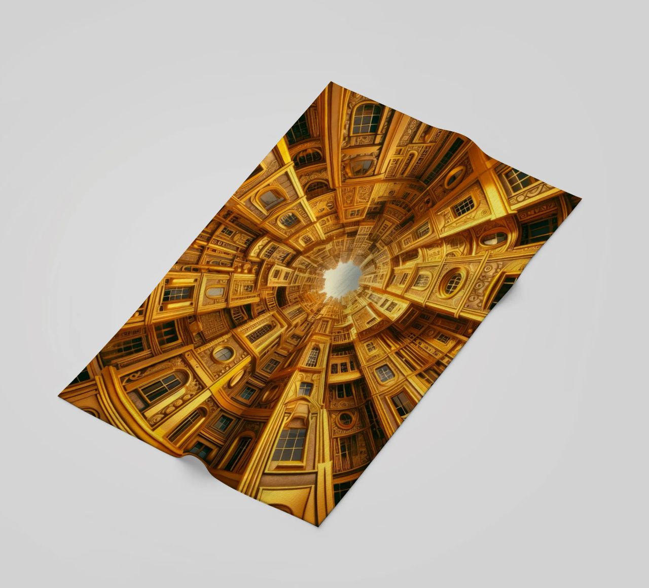 Sphere 050 - Golden Circular Architecture beach towel by Spheres