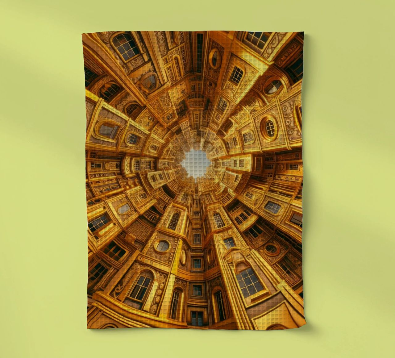 Sphere 050 - Golden Circular Architecture tea towel by Spheres