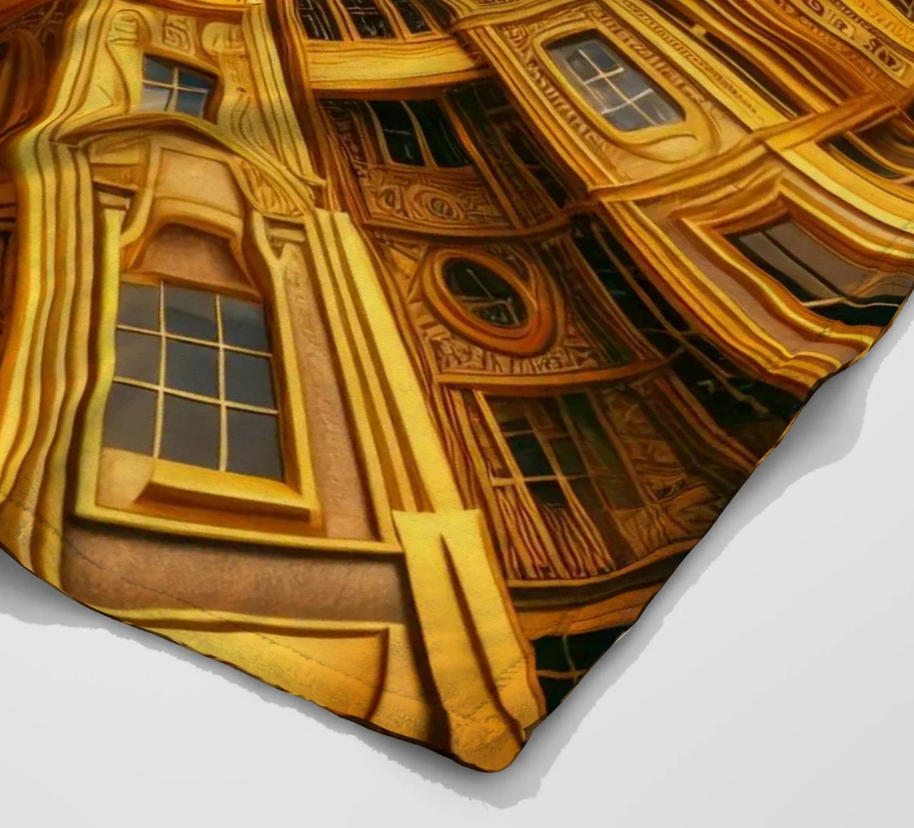 Sphere 050 - Golden Circular Architecture fleece blanket by Spheres