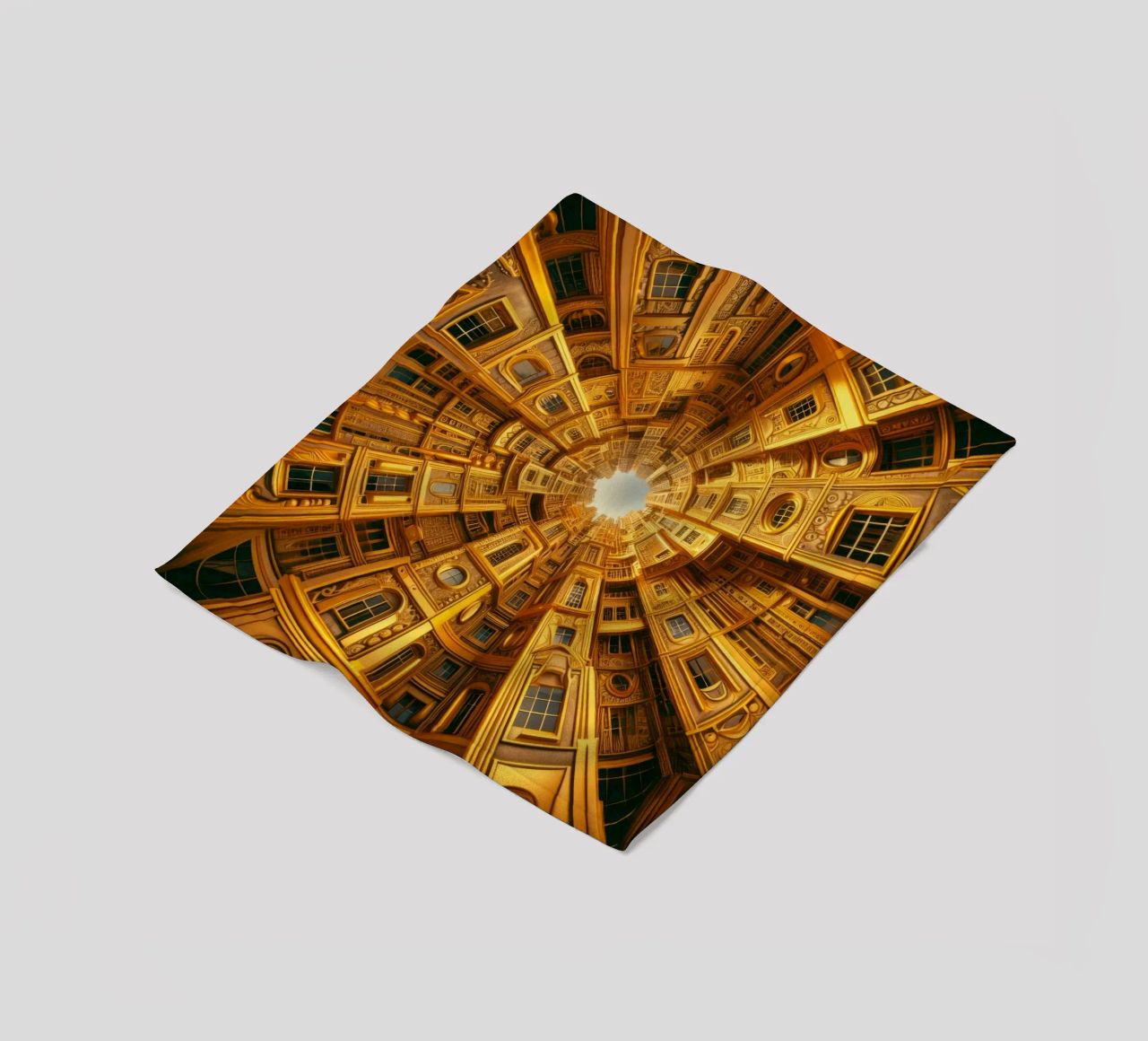 Sphere 050 - Golden Circular Architecture fleece blanket by Spheres