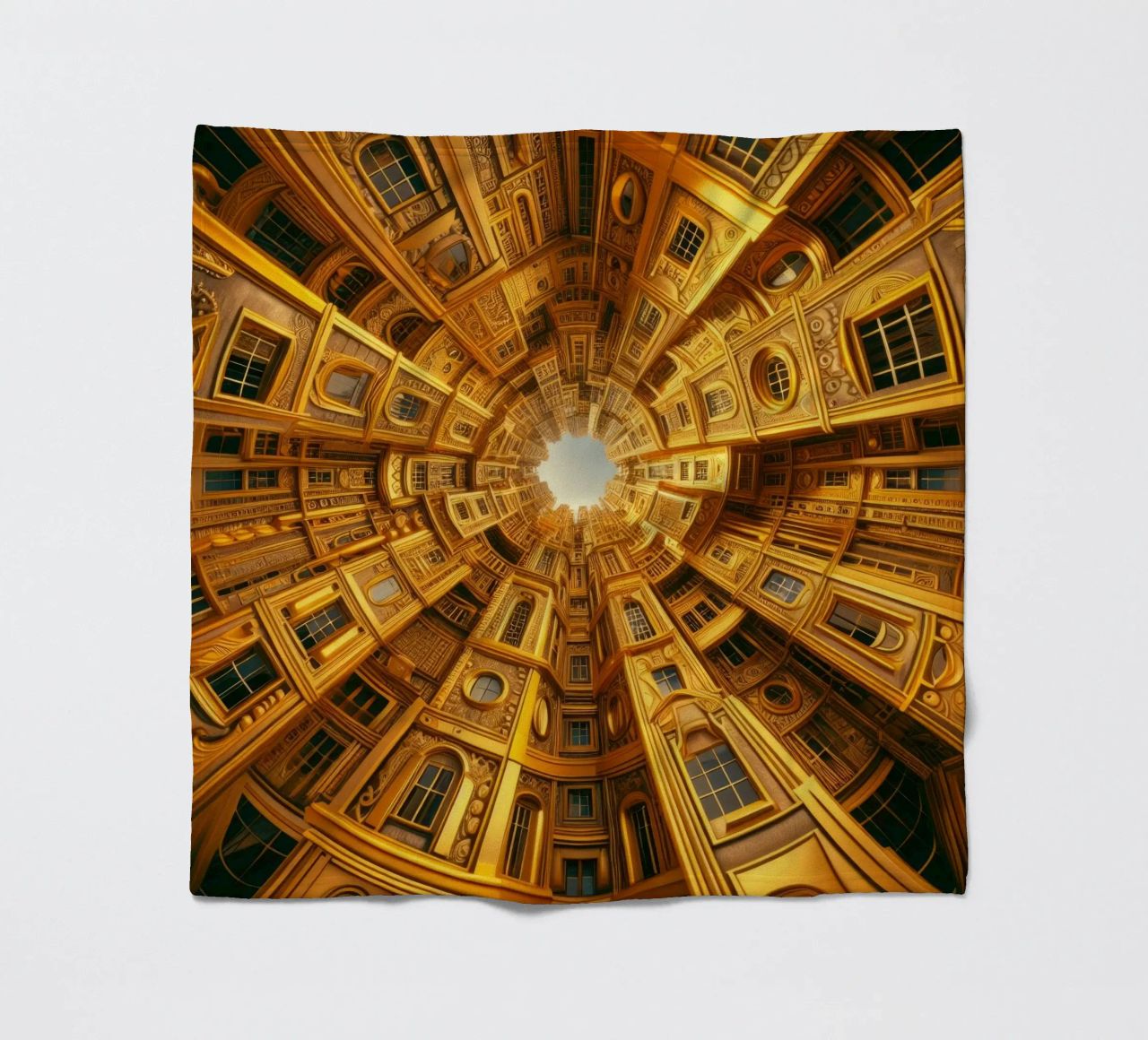 Sphere 050 - Golden Circular Architecture fleece blanket by Spheres