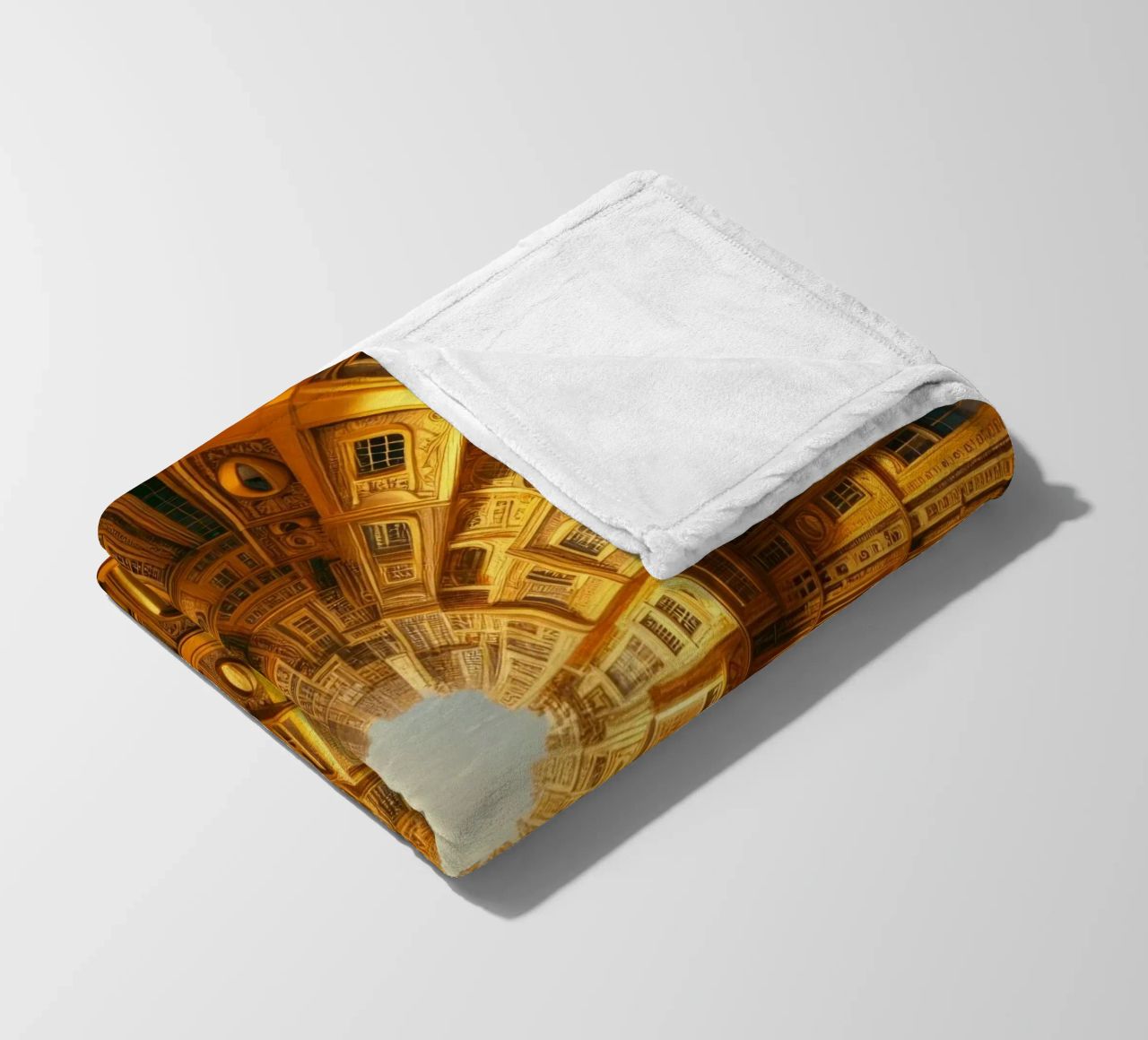 Sphere 050 - Golden Circular Architecture fleece blanket by Spheres