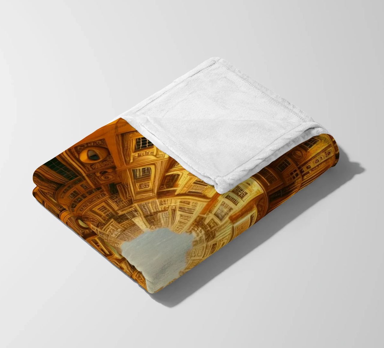 Sphere 050 - Golden Circular Architecture fleece blanket by Spheres