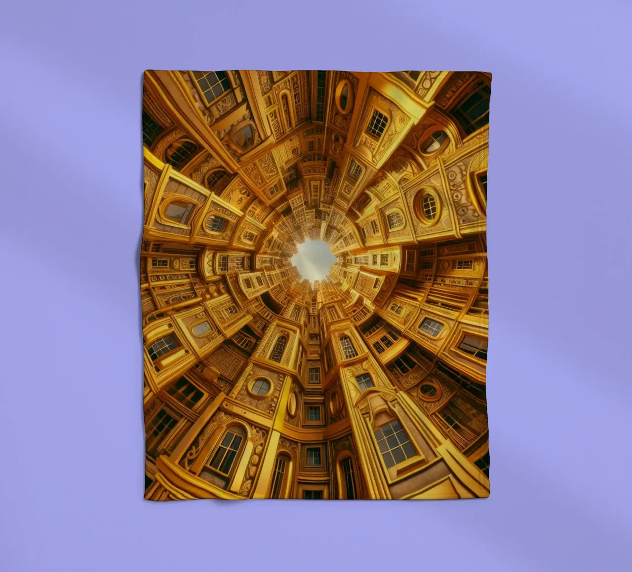 Sphere 050 - Golden Circular Architecture Fleecedecke von Spheres