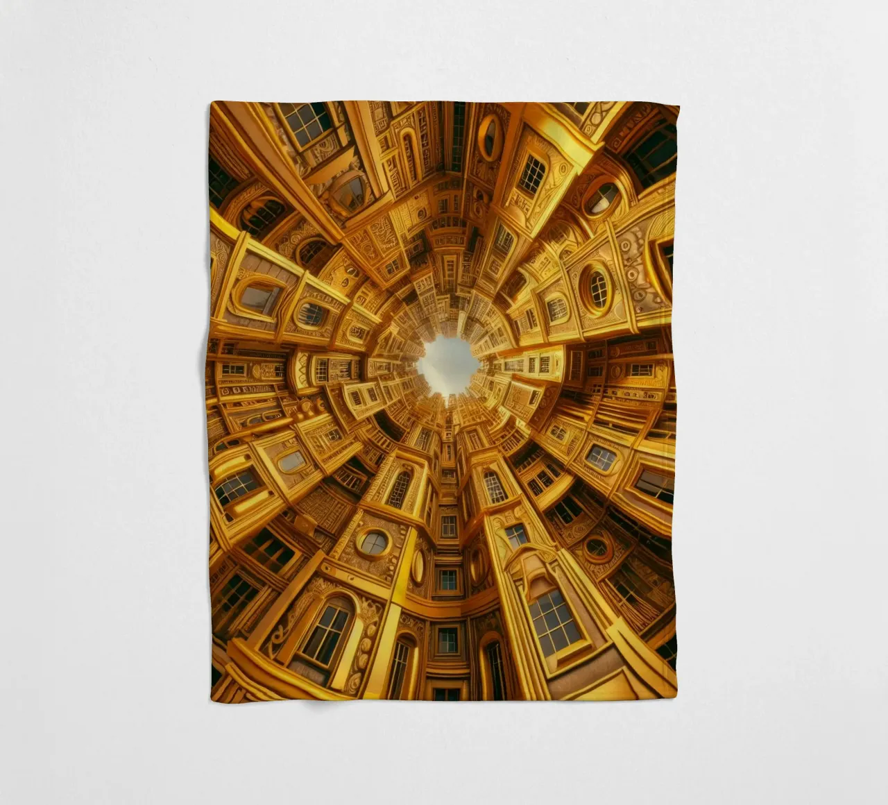 Sphere 050 - Golden Circular Architecture Fleecedecke von Spheres