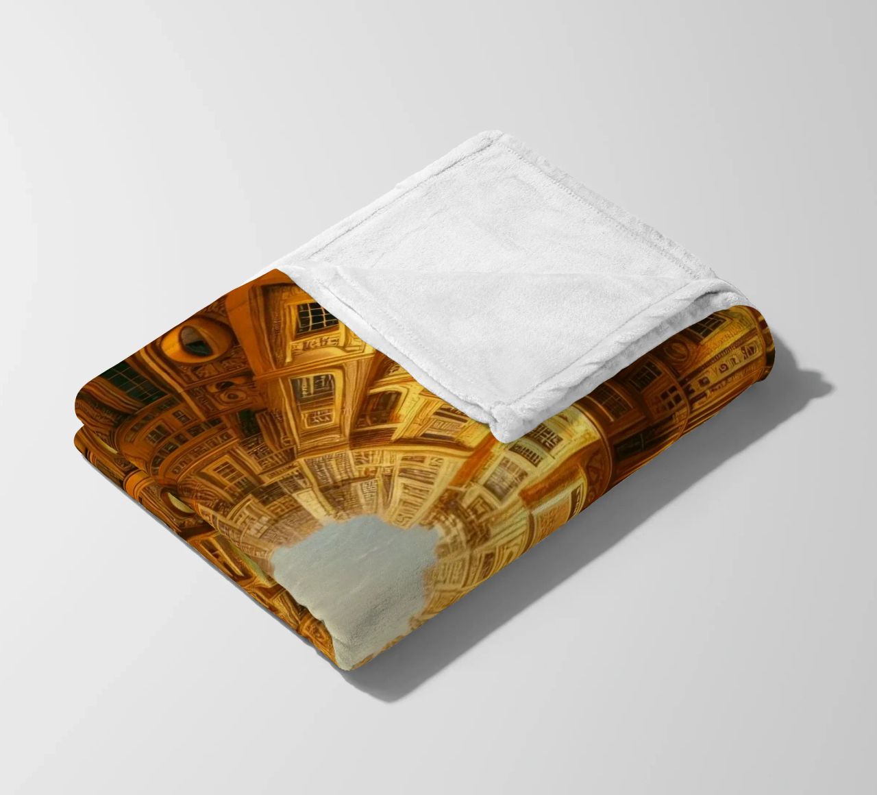 Sphere 050 - Golden Circular Architecture fleece blanket by Spheres