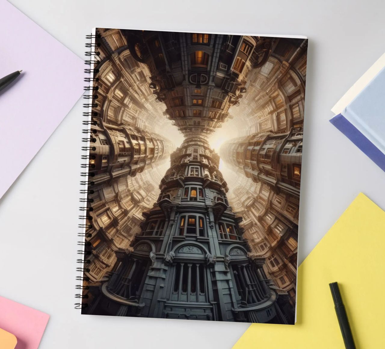 Sphere 051 - Towering Symmetrical Architecture spiral notebook by Spheres