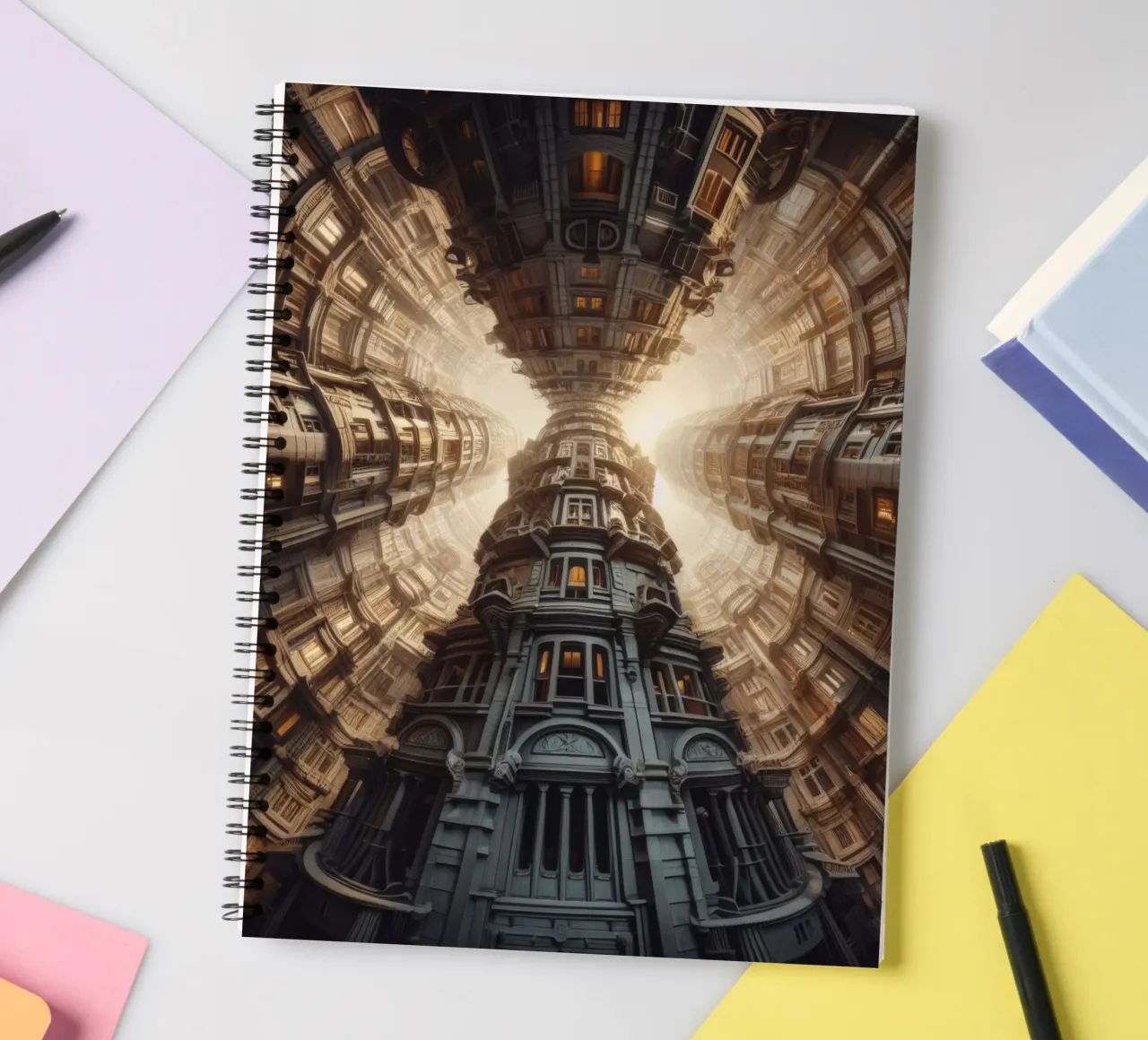 Sphere 051 - Towering Symmetrical Architecture spiral notebook by Spheres