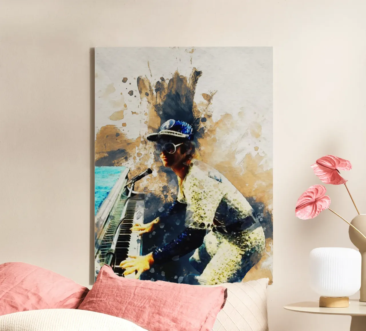 Smudge of Portrait Elton John canvas with Floater frame by Gunawan Rb
