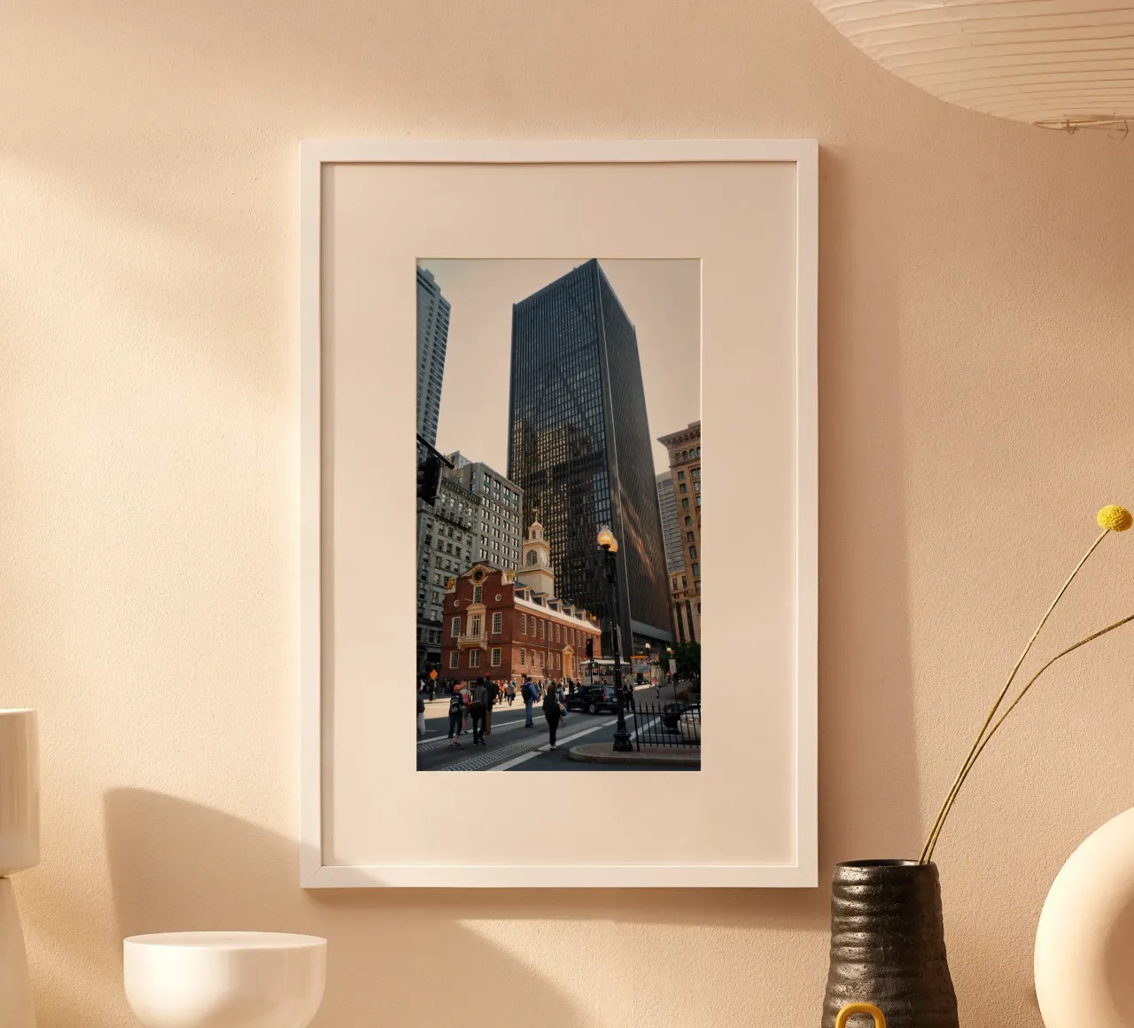 Boston : Ancienne et moderne - Une architecture contrastée poster avec cadre en plastique de Ben & Clo creations