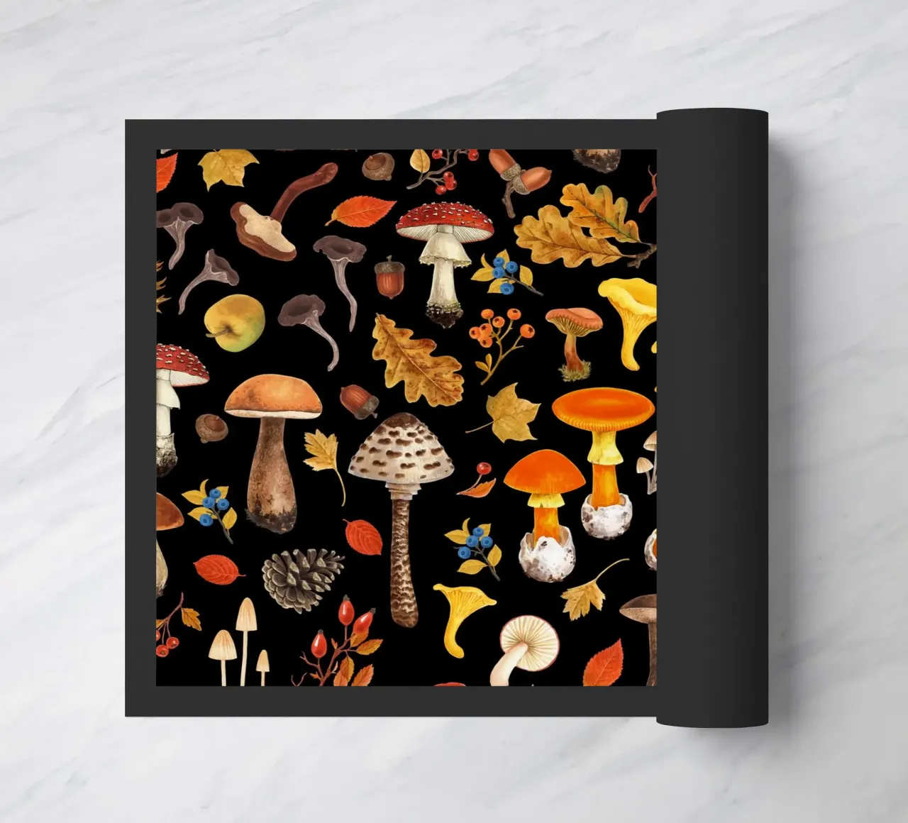 Funghi selvatici su nero zerbino da Painted Nature