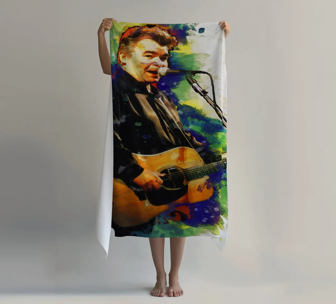 Smudge of John Prine Live Concert beach towel by Gunawan Rb