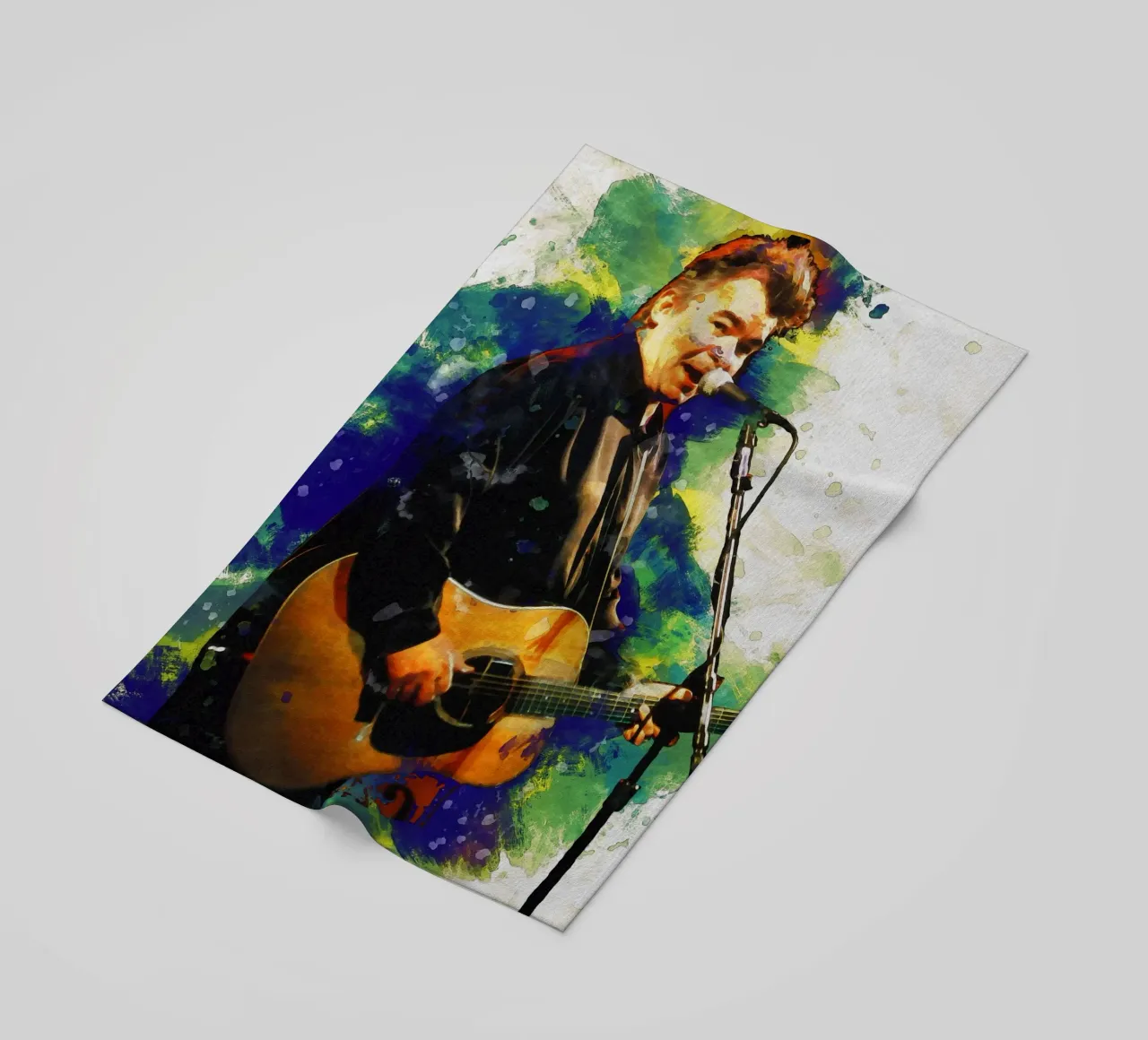 Smudge of John Prine Live Concert beach towel by Gunawan Rb