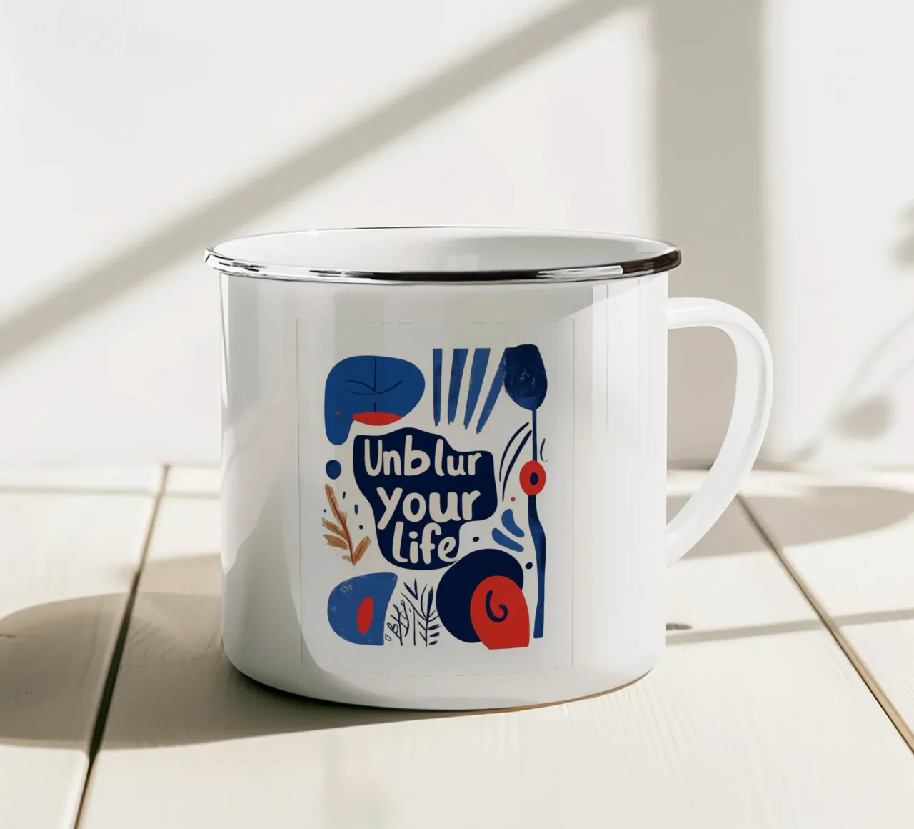 Unblur - 4 enamel mug by Art Typo Essentiel