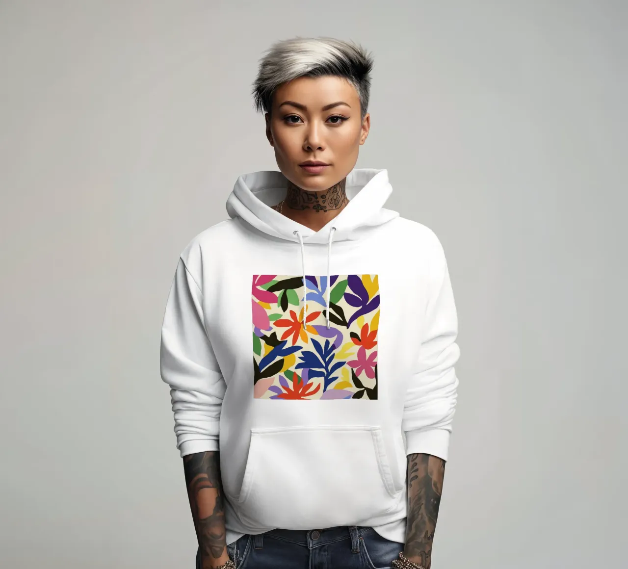 Vibrant Matisse Cut-Outs: A Playful Color Symphony Garden hoodie by Modern Muse