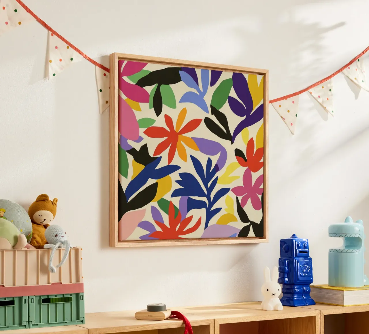 Levendige Matisse coupes: Een speelse kleurensymfonie in de tuin canvas van Modern Muse