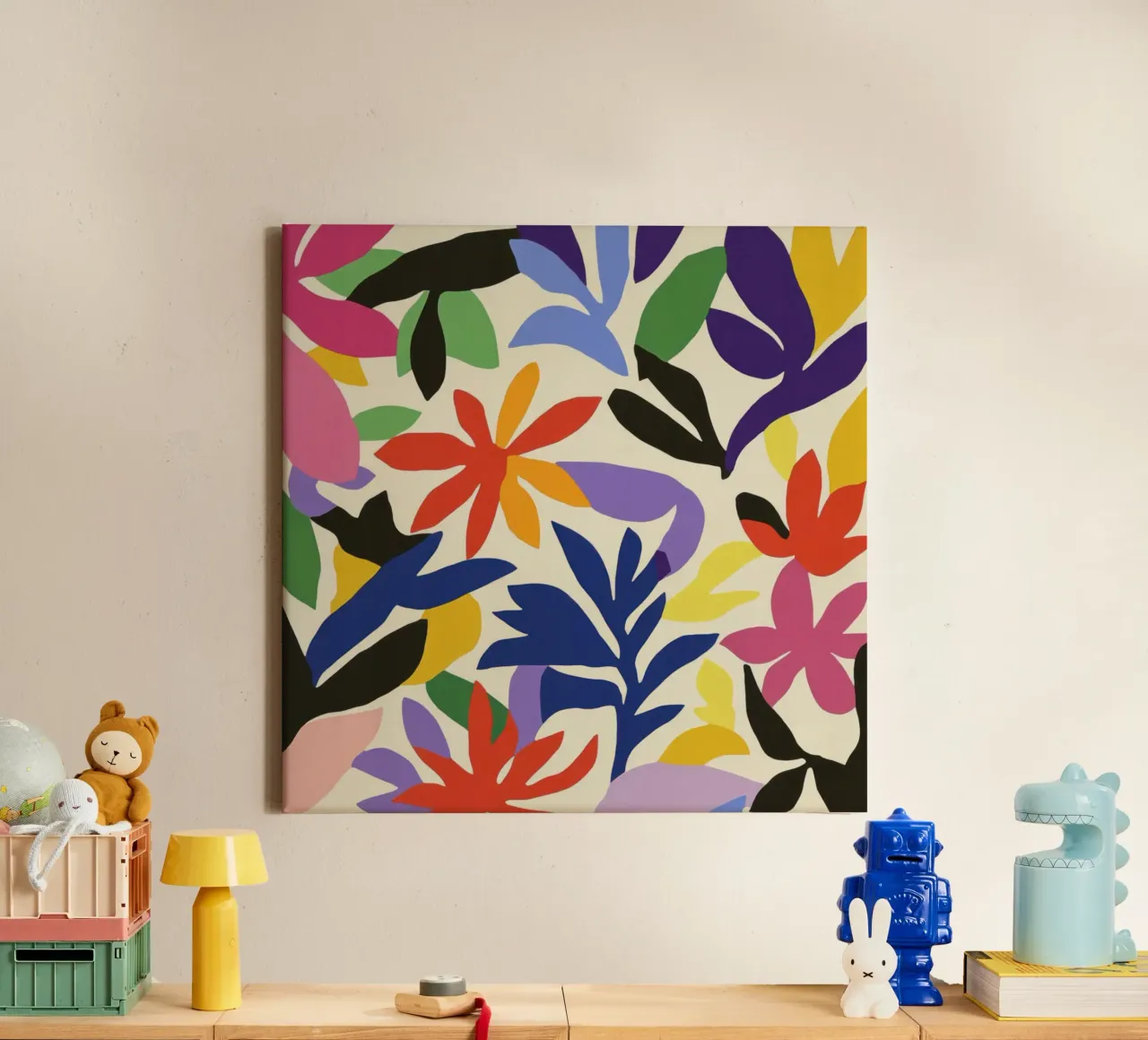 Levendige Matisse coupes: Een speelse kleurensymfonie in de tuin canvas van Modern Muse