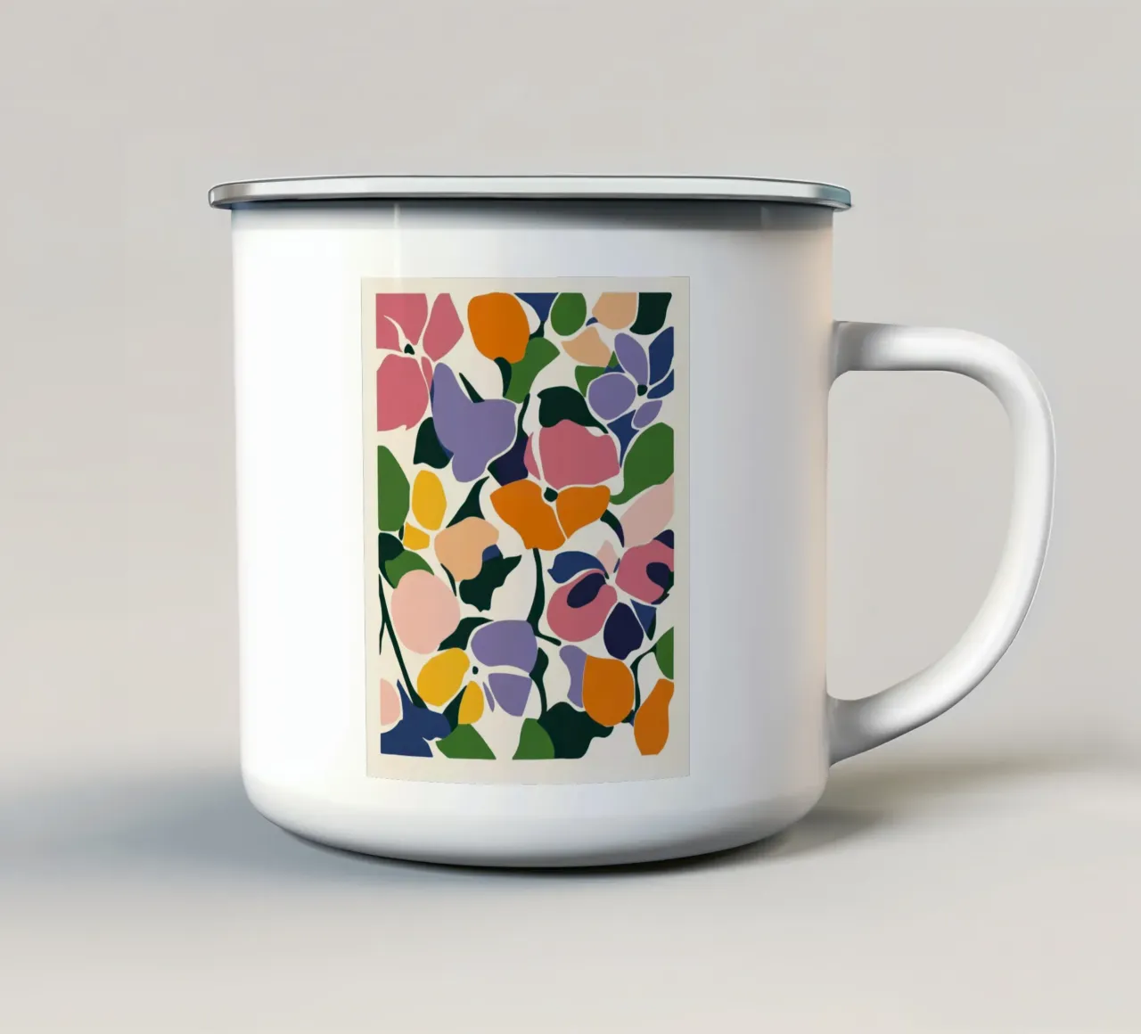 Fiori tagliati moderni: Una danza floreale ispirata a Matisse tazza in smalto da Modern Muse