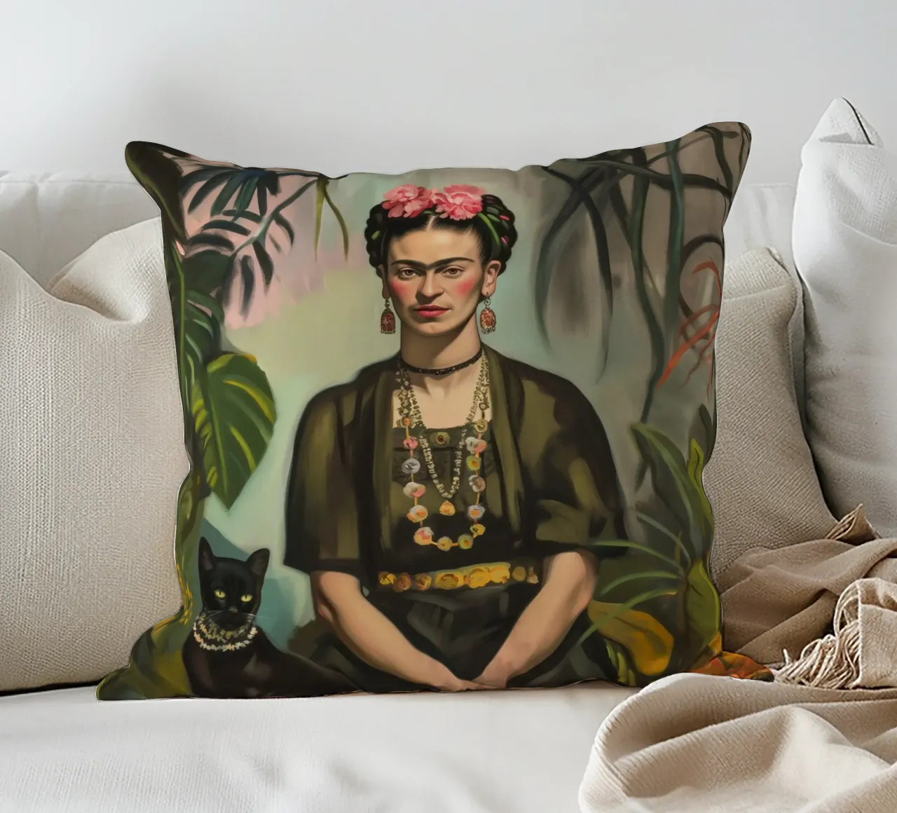 L'amore floreale dei gatti di Frida cuscino da Carinaprint