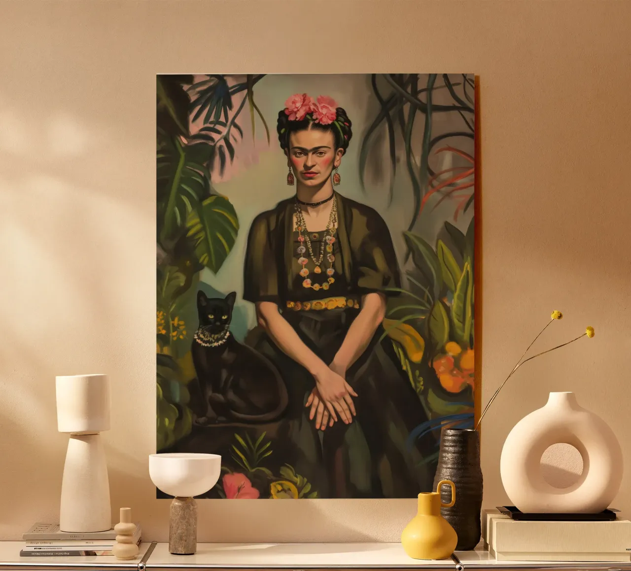 L'amore floreale dei gatti di Frida plexiglass da Carinaprint