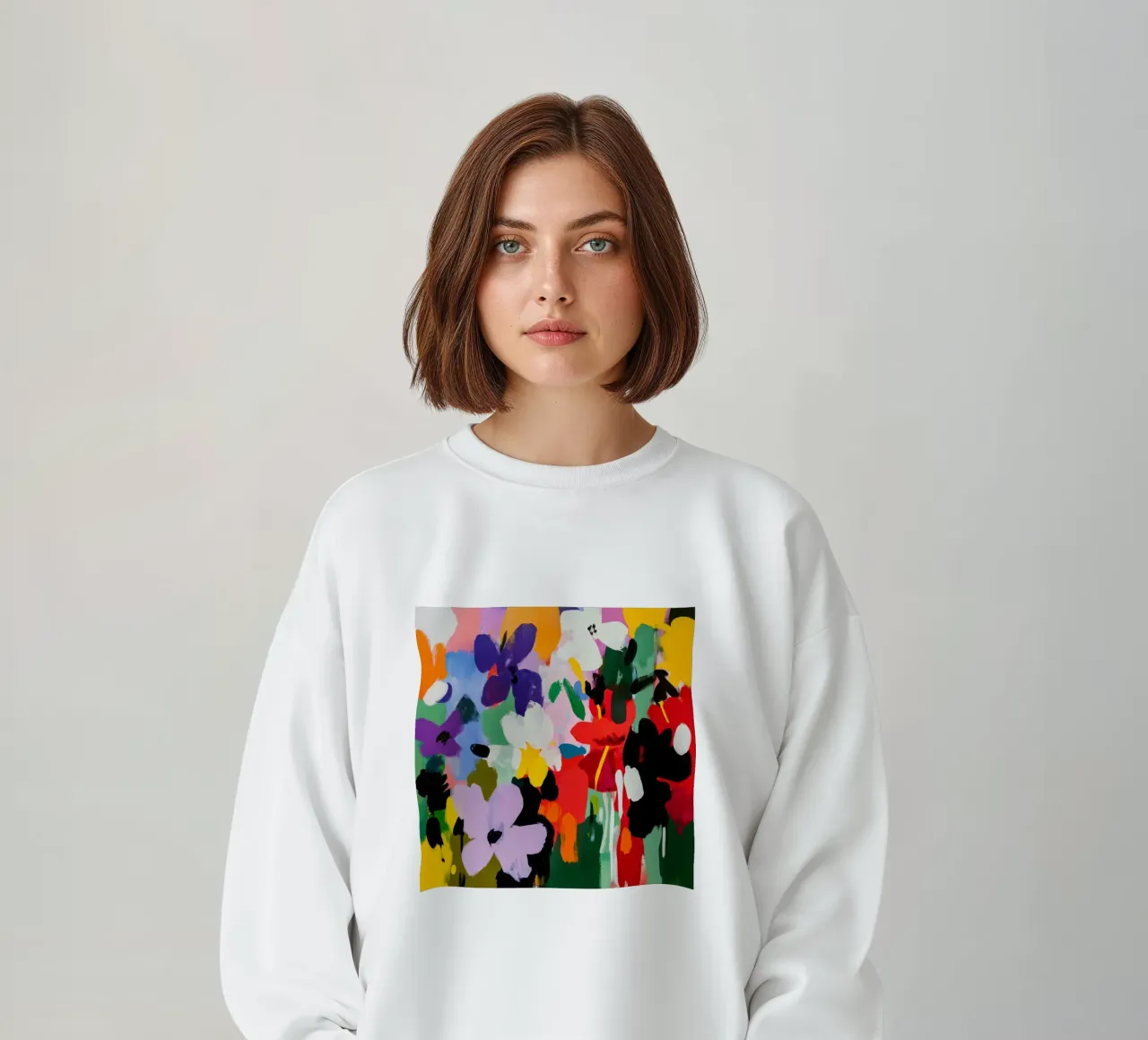 Pittura floreale astratta audace e colorata in stile Matisse felpa da Modern Muse