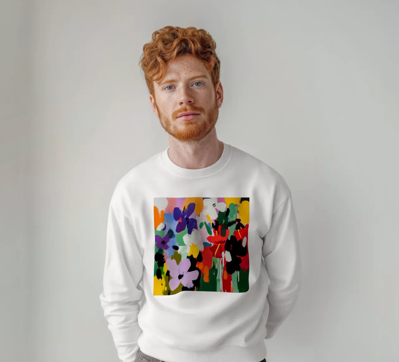 Pittura floreale astratta audace e colorata in stile Matisse felpa da Modern Muse