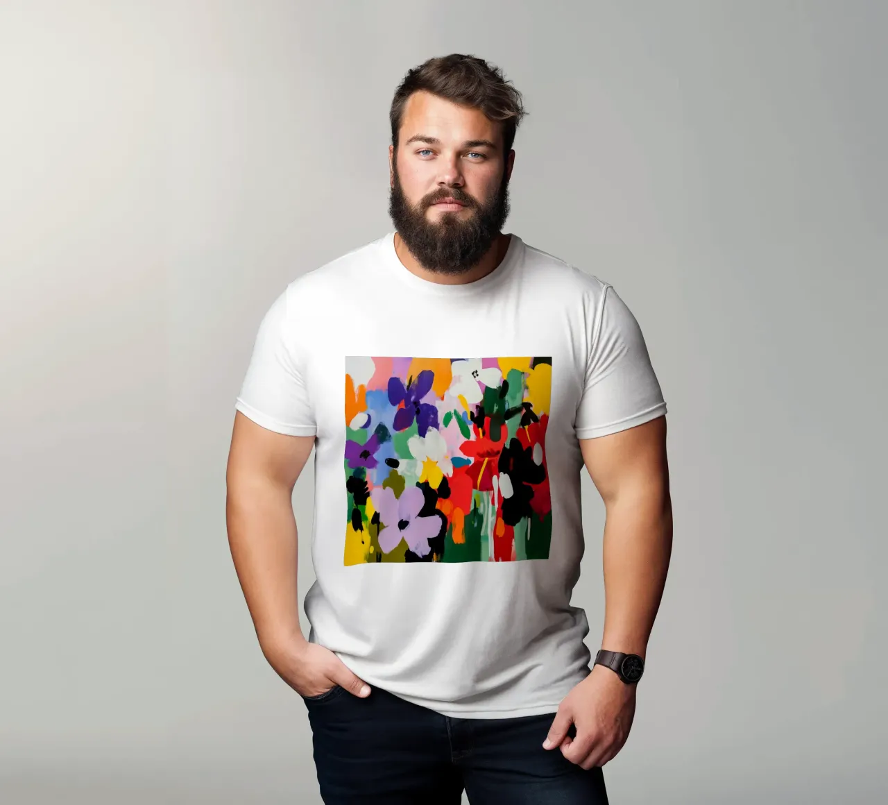 Peinture florale abstraite audacieuse et colorée dans le style Matisse t-shirt de Modern Muse