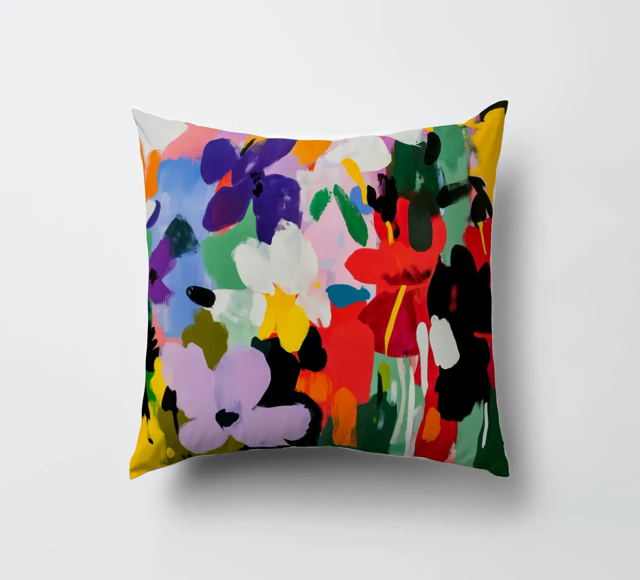 Pittura floreale astratta audace e colorata in stile Matisse cuscino da Modern Muse