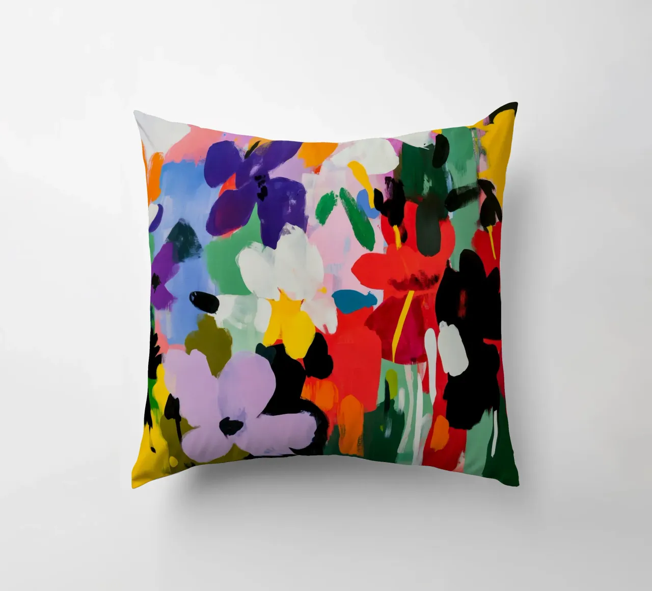 Pittura floreale astratta audace e colorata in stile Matisse cuscino da Modern Muse