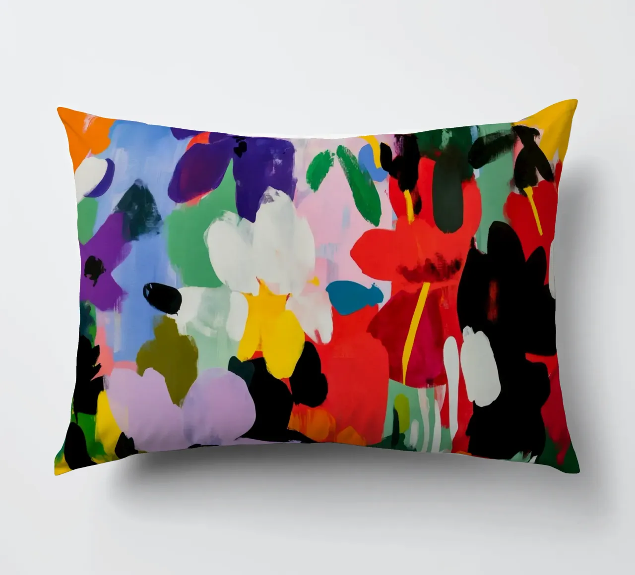 Pittura floreale astratta audace e colorata in stile Matisse cuscino da Modern Muse