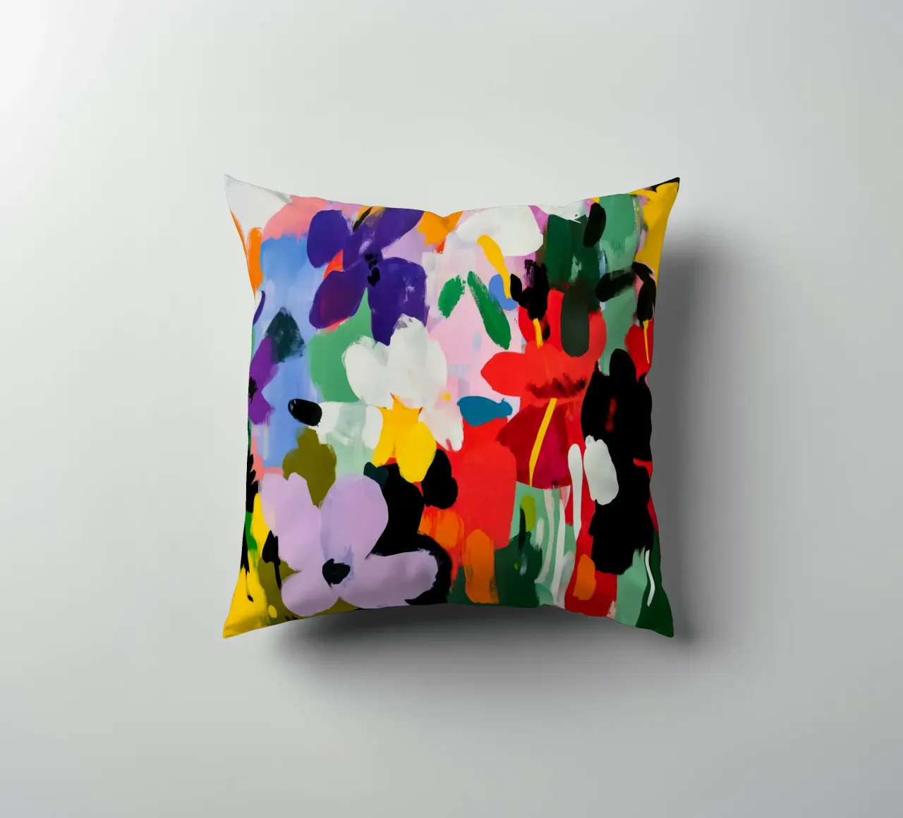 Pittura floreale astratta audace e colorata in stile Matisse cuscino da Modern Muse