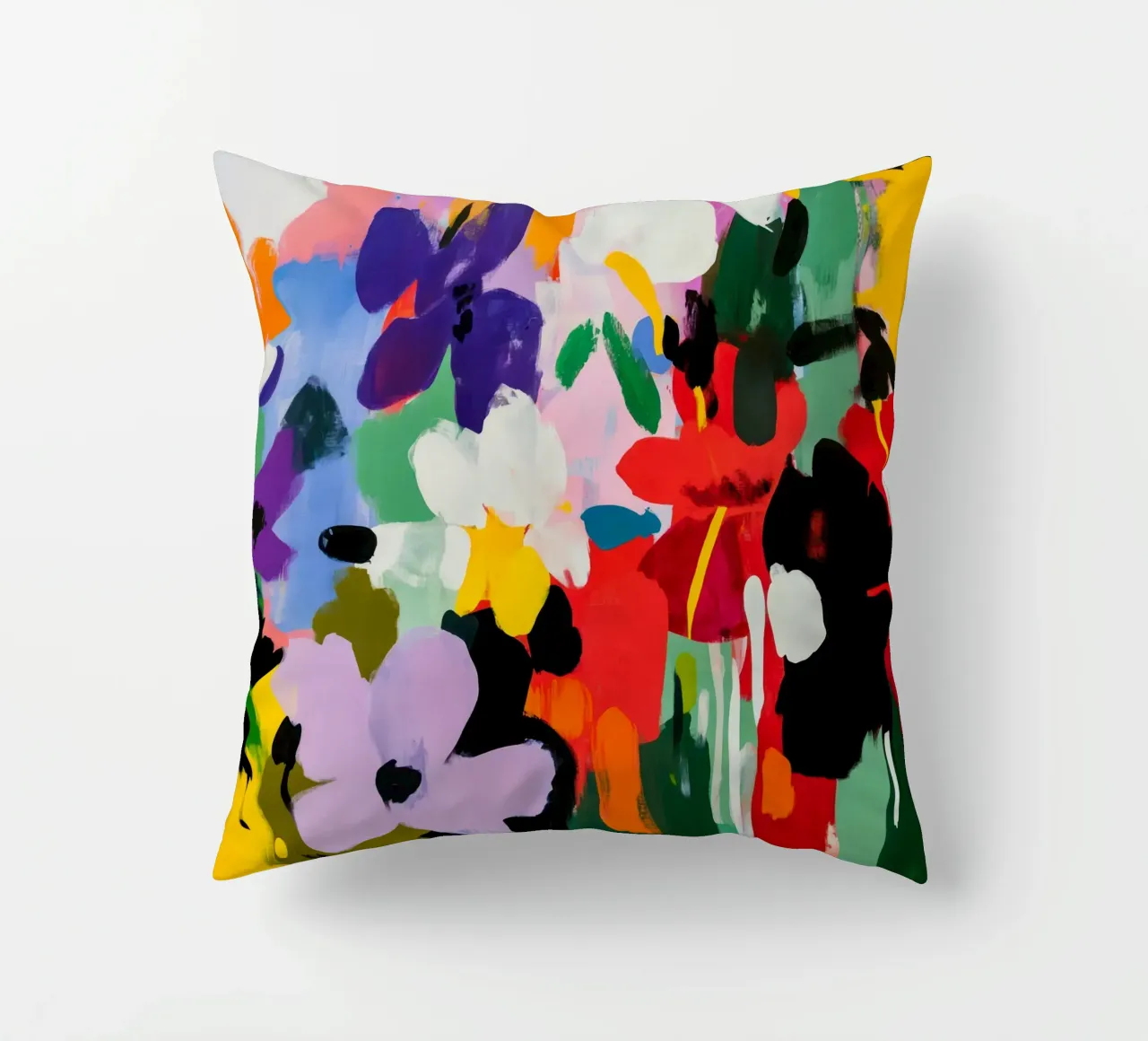 Pittura floreale astratta audace e colorata in stile Matisse cuscino da Modern Muse