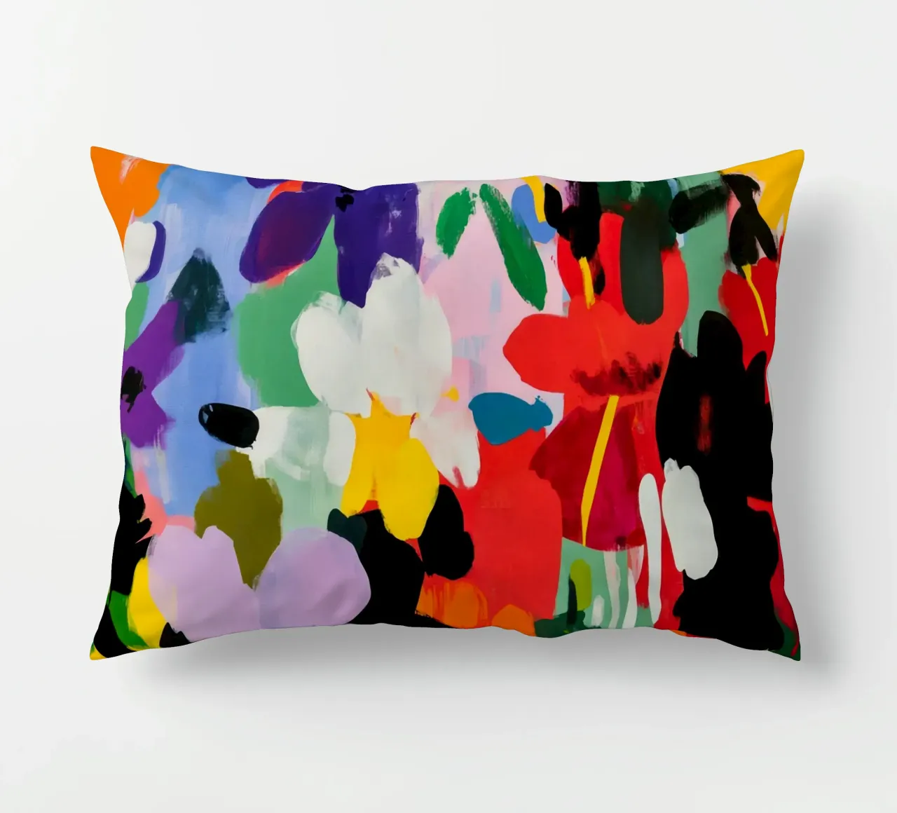 Pittura floreale astratta audace e colorata in stile Matisse cuscino da Modern Muse