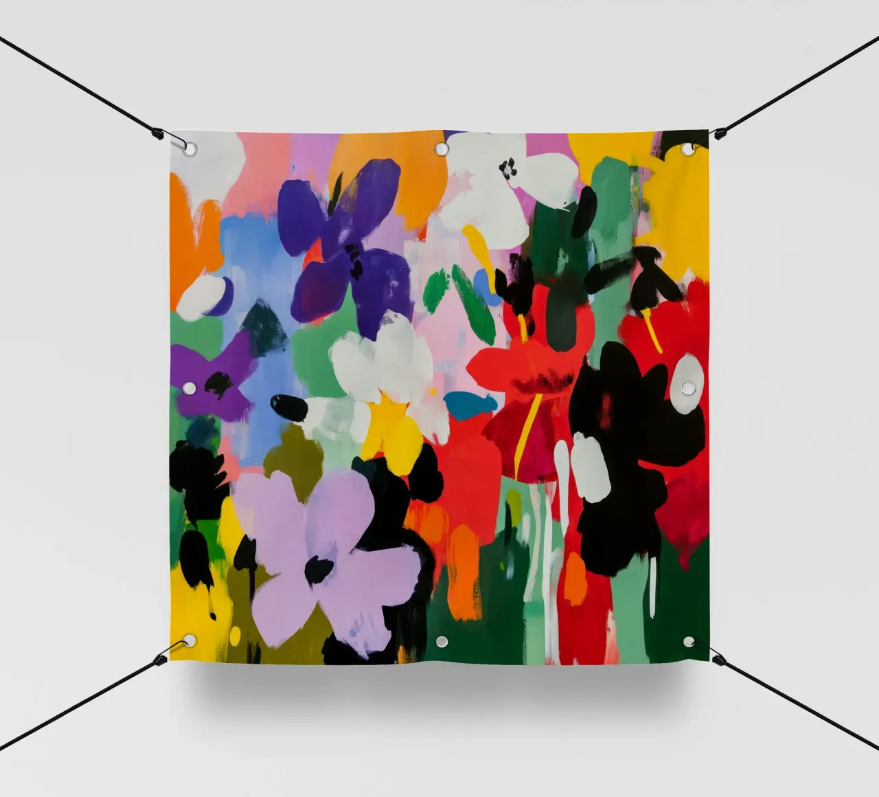 Pittura floreale astratta audace e colorata in stile Matisse telo in pvc da Modern Muse
