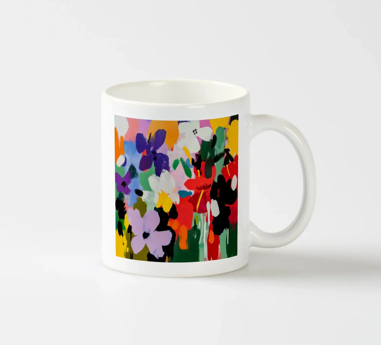 Pittura floreale astratta audace e colorata in stile Matisse tazza in ceramica da Modern Muse