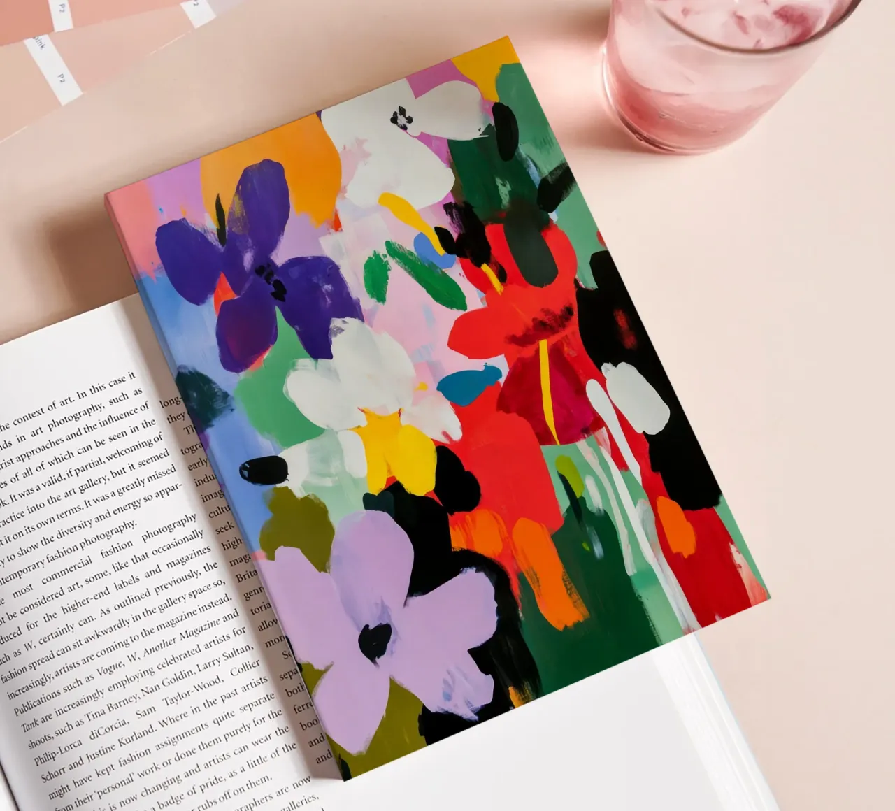Bold and Colorful Abstract Floral Painting in Matisse Style notebook by Modern Muse