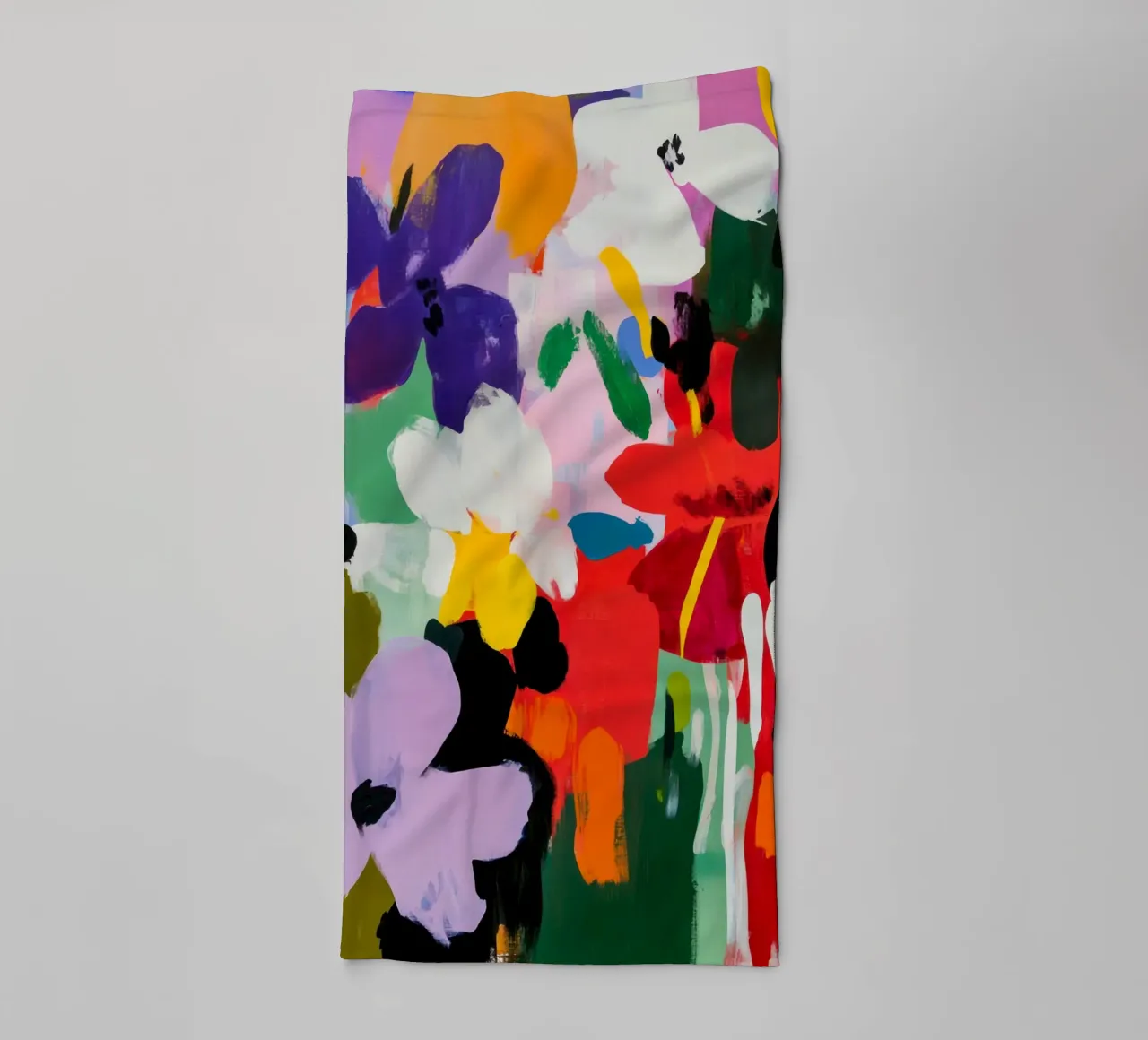 Bold and Colorful Abstract Floral Painting in Matisse Style towel by Modern Muse