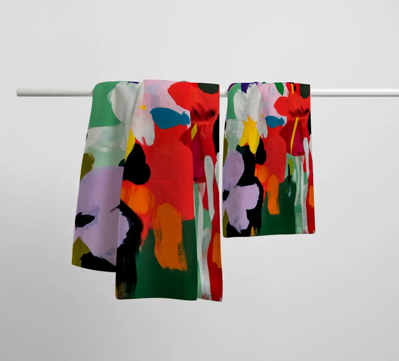 Bold and Colorful Abstract Floral Painting in Matisse Style towel by Modern Muse