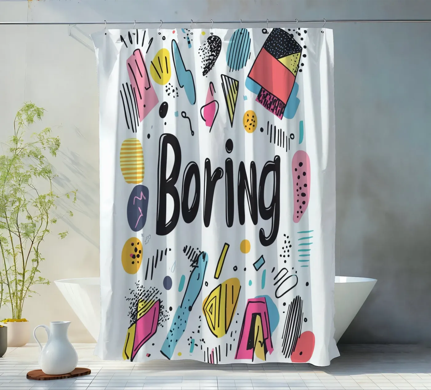 Boring Duschvorhang von Art Typo Essentiel