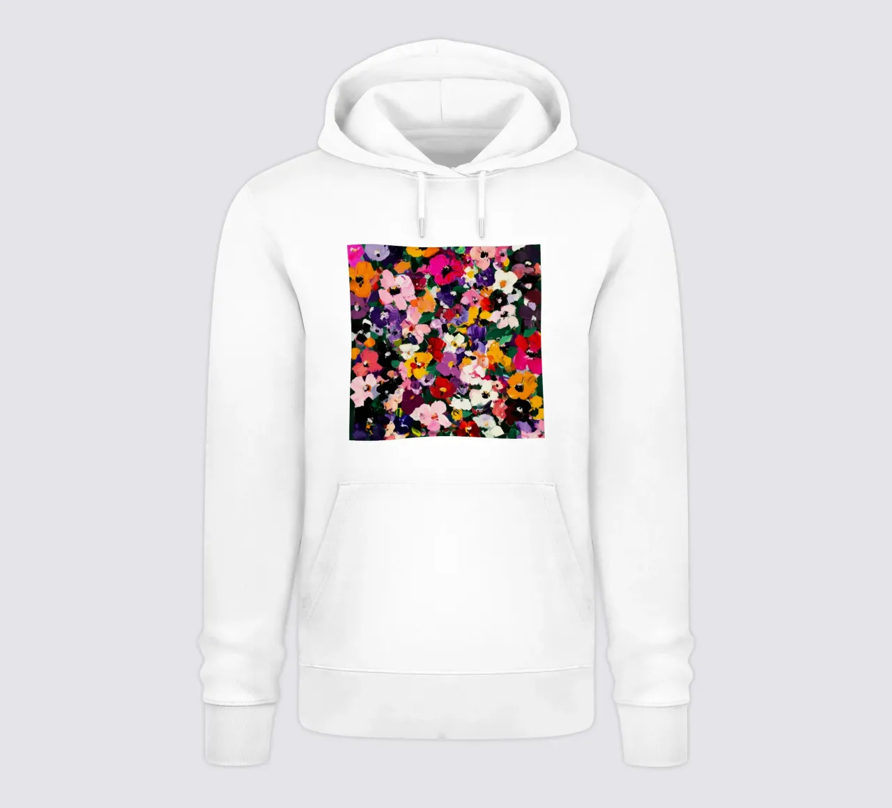 Vivace e audace dipinto floreale astratto di fiori colorati felpa con cappuccio da Modern Muse