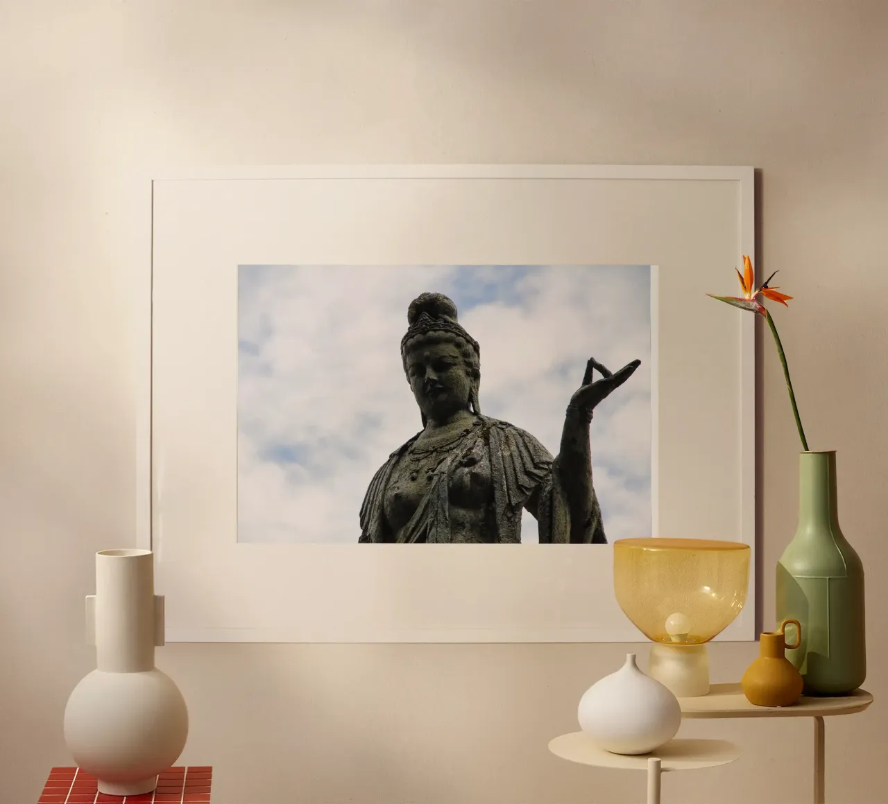 Standbeeld op Okunoin begraafplaats - Rust in Koyasan poster met kunststof frame van Ben & Clo creations