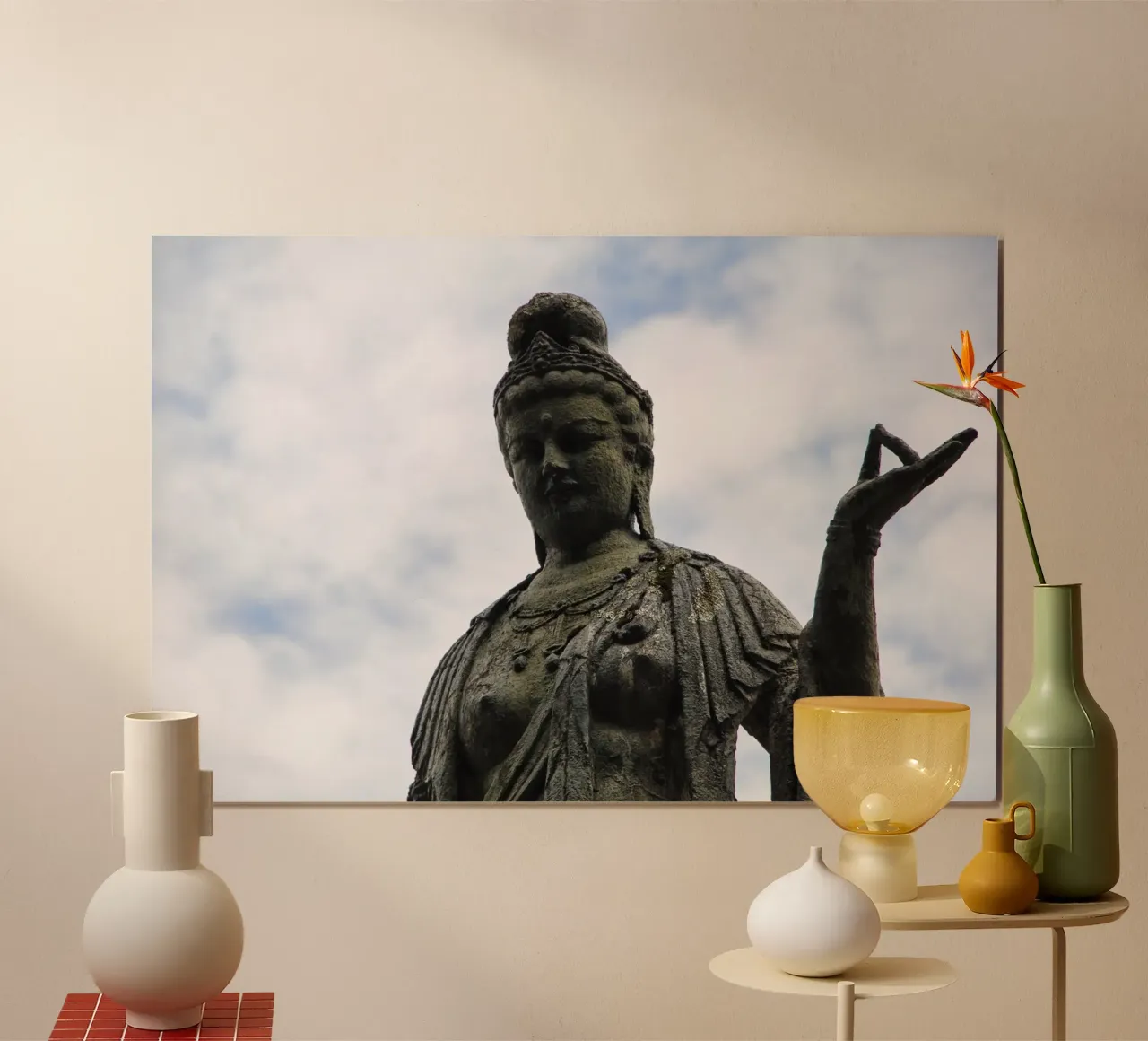 Standbeeld op Okunoin begraafplaats - Rust in Koyasan poster met kunststof frame van Ben & Clo creations