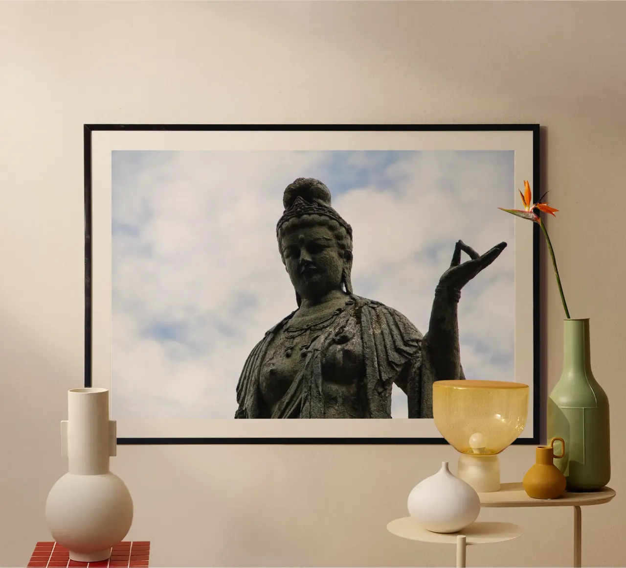 Standbeeld op Okunoin begraafplaats - Rust in Koyasan poster met kunststof frame van Ben & Clo creations